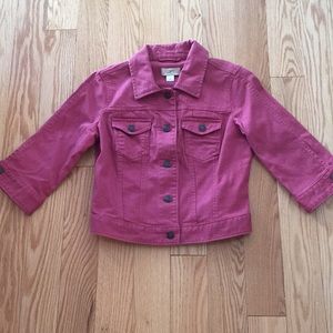LOFT cropped sleeve jean jacket size XS